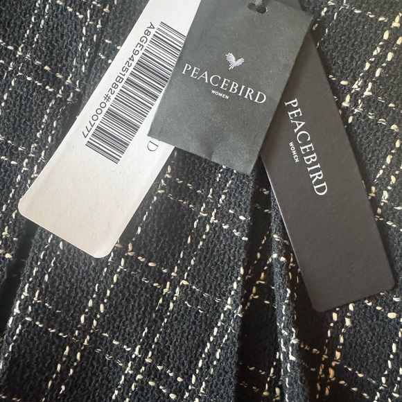 PEACEBIRD Plaid Schoolgirl Skirt Black and Ivory Tweed Mini Skater Women’s Small - Picture 8 of 12